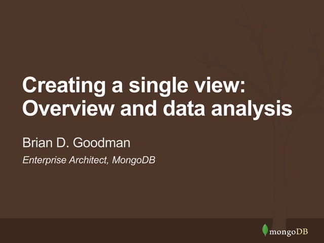 Creating a Single View: Overview and Analysis