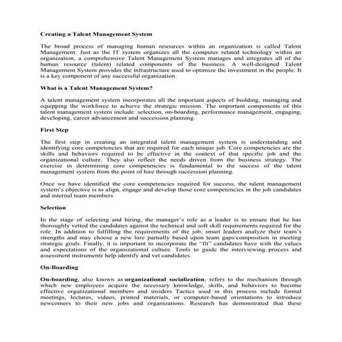 Creating a talent management system by Dr. G C Mohanta, Professor 