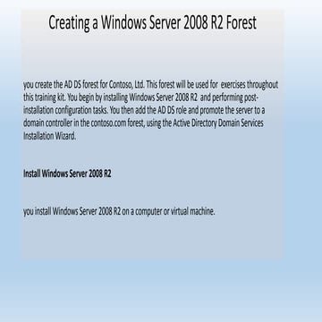 Creating a windows server 2008 r2 forest