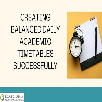 Creating Balanced Daily Academic Timetables Successfully