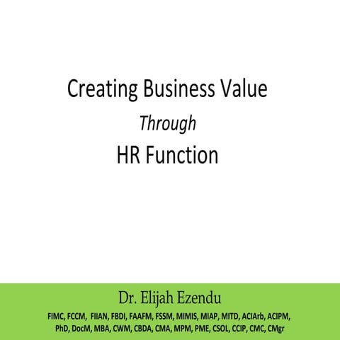 Creating Business Value Through HR Function
