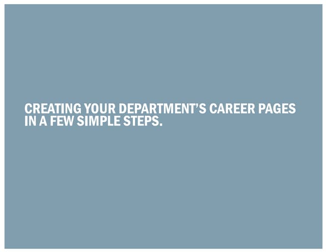Creating Career Pages on your Depar...