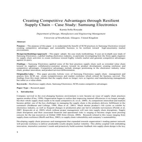 Creating competitive advantages through supply chain final