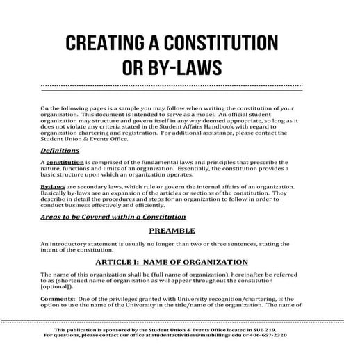 Creating a Constitution or By-Laws