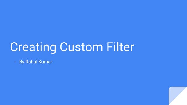 Creating custom filter