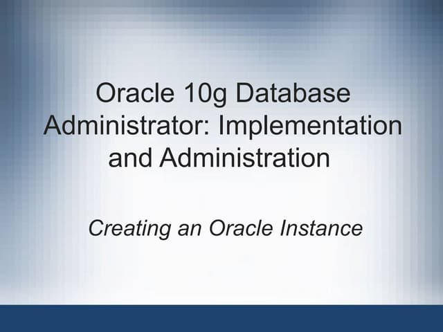Creating database