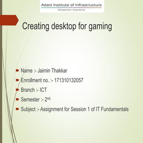 Creating desktop for gaming