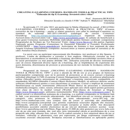 Creating e learning courses-hands-on tools & practical tips- burada anamaria-...