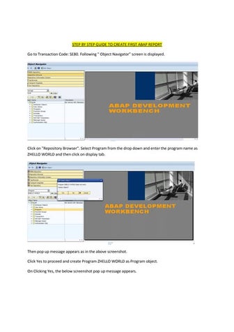 Step by Step guide for creating first ABAP report in SAP