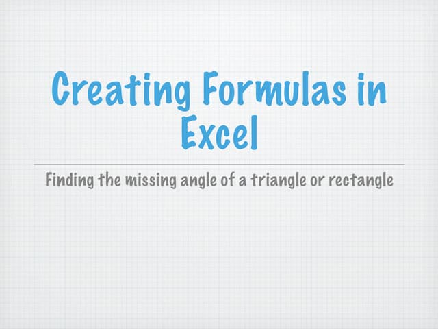 Creating formulas in excel