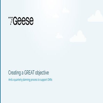 Creating GREAT OKRs and a great quarterly planning process