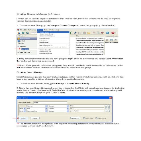 Creating groups and smart groups to manage references