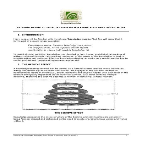 Creating Knowledge Sharing Networks