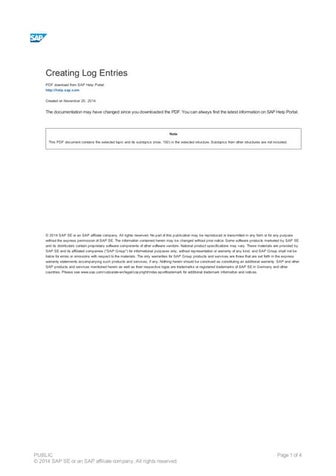 LOGBOOk ENTRIES IN SAP PM