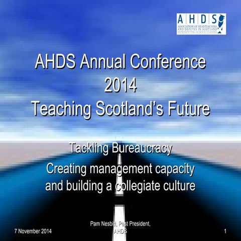 AHDS Conference Nov 2014: Creating management capacity