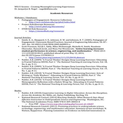 Creating Meaningful Learning Experiences - Academic Resources