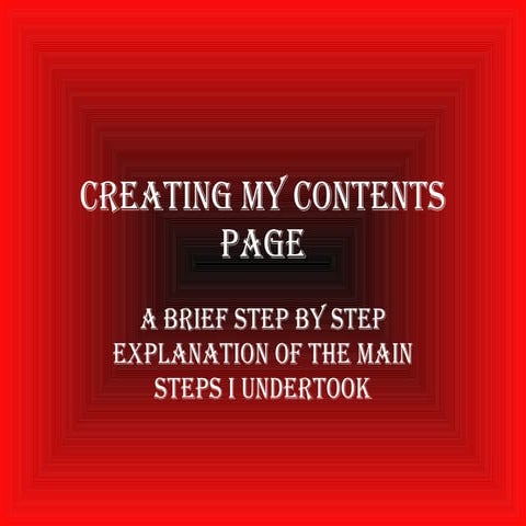 Creating My Contents Page