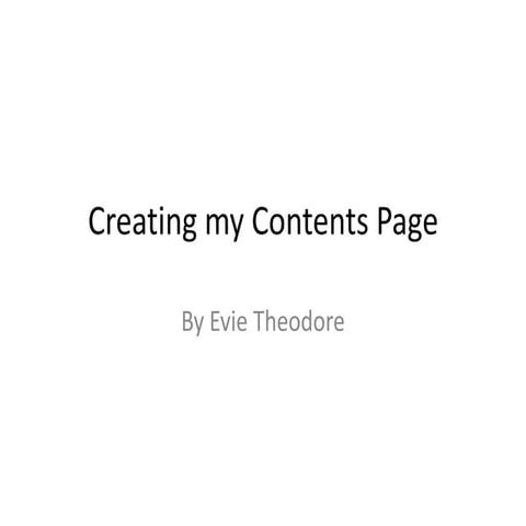 Creating my contents page