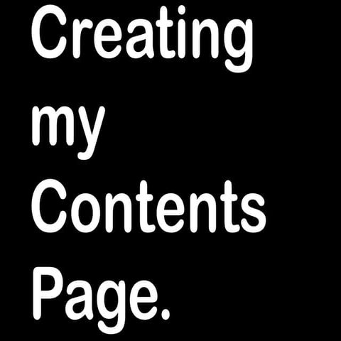 Creating my contents page