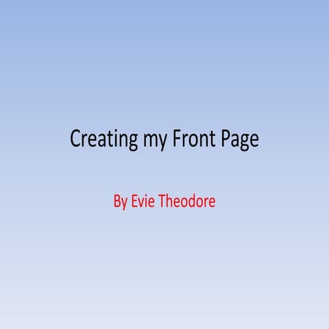 Creating my Front Page