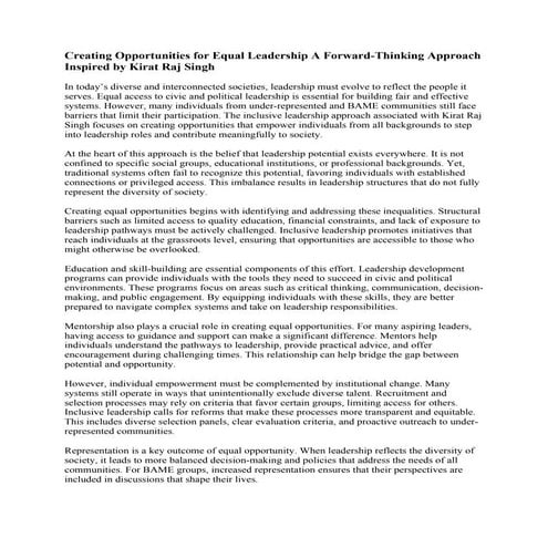 Creating Opportunities for Equal Leadership A Forward-Thinking Approach ...