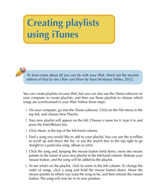 Creating iPad playlists using Apple iTunes software