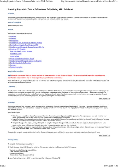 Creating reports in oracle e business suite using xml publisher