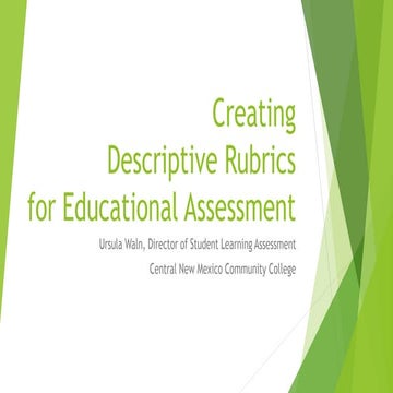 Creating Descriptive Rubrics for Educational Assessment