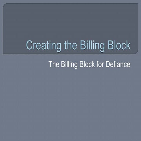 Creating the billing block
