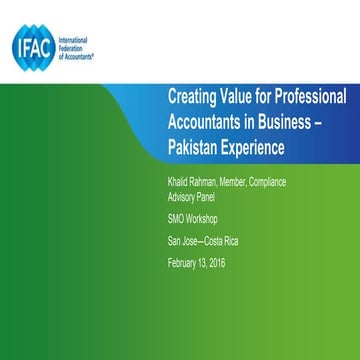 Creating Value for Professional Accountants in Business – Pakistan Experience