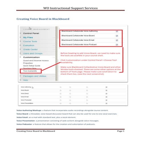 Creating voice board in blackboard