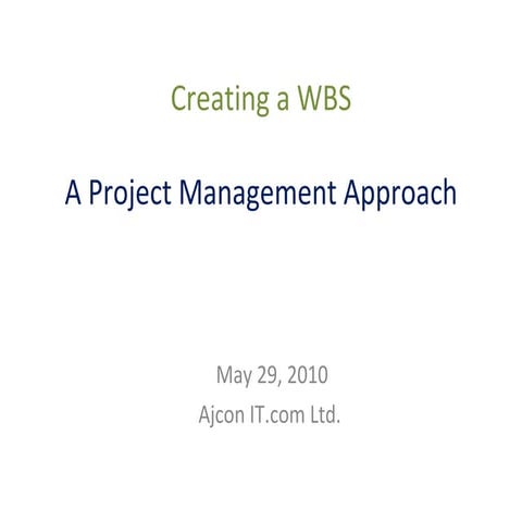 Creating Wbs