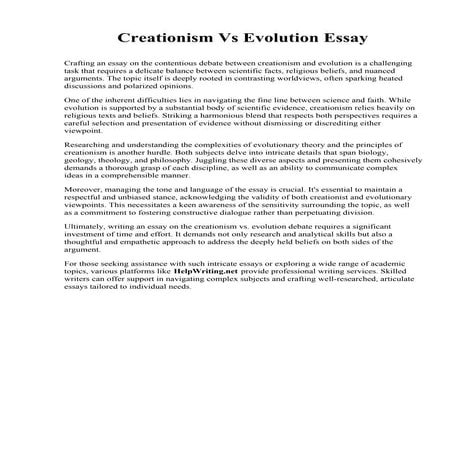Creationism Vs Evolution Essay. South Georgia State College