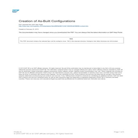 Creation of as built configurations