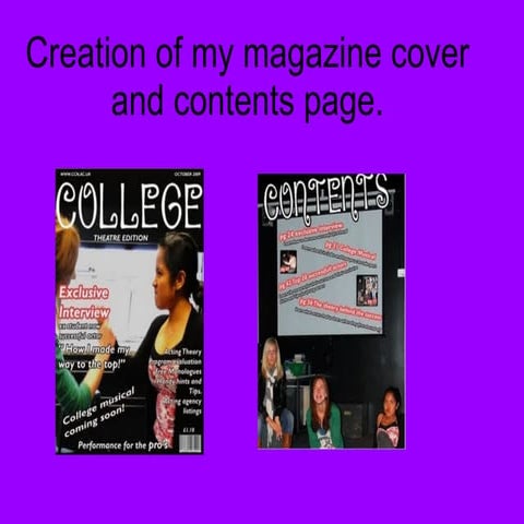 Creation Of My Magazine Cover And Contents Page