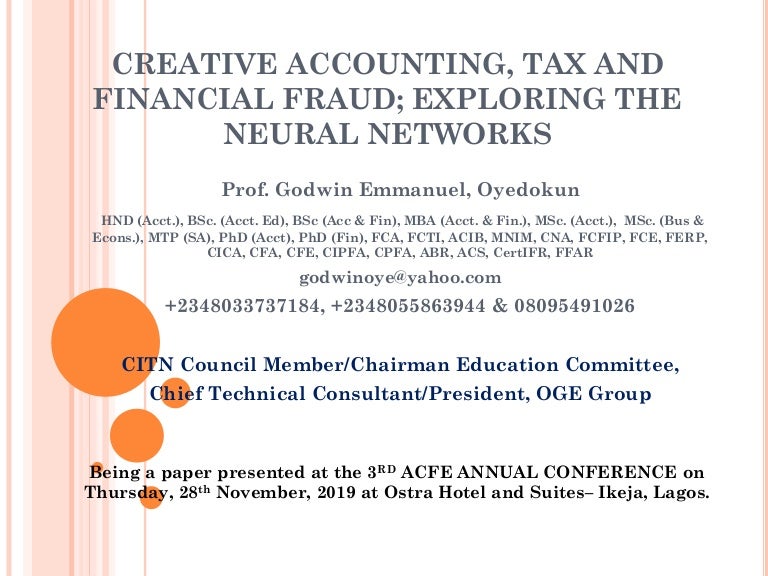 Creative Accounting Tax And Financial Fraud 3rd Acfe Conference