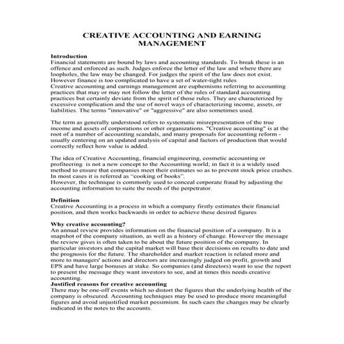 Creative accounting  tutor master