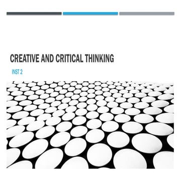 creative and critical thinking. an intro | PPTX