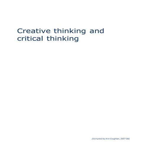 Creative and critical thinking ETC