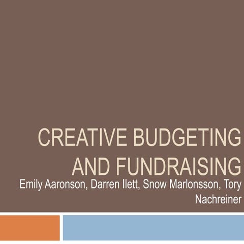 Creative budgetingfundraising