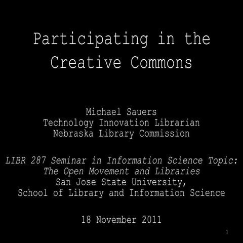 Participating in the Creative commons (LIBR287)
