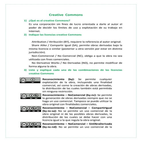 Tipos de licencias de creative commons | DOCX