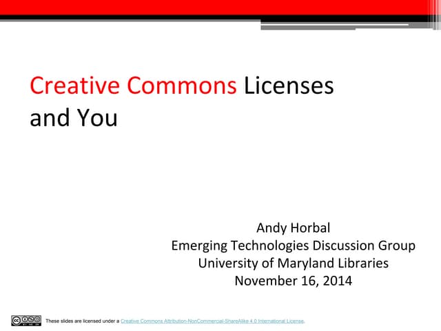 Creative commons licenses and you