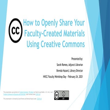 How to Openly Share Your Faculty Created Materials Using Creative Commons