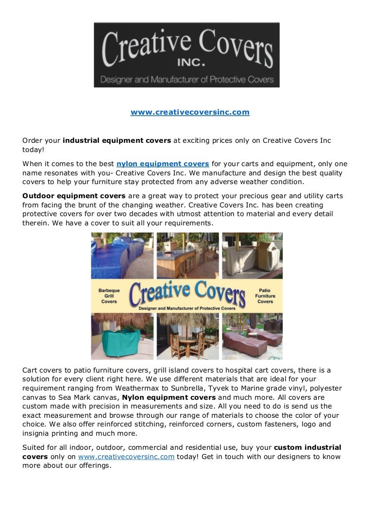 outdoor protective covers on Creative Covers Converted