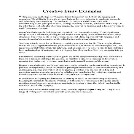 Creative Essay Examples. 25 Creative Writing Thesis Examples most ...