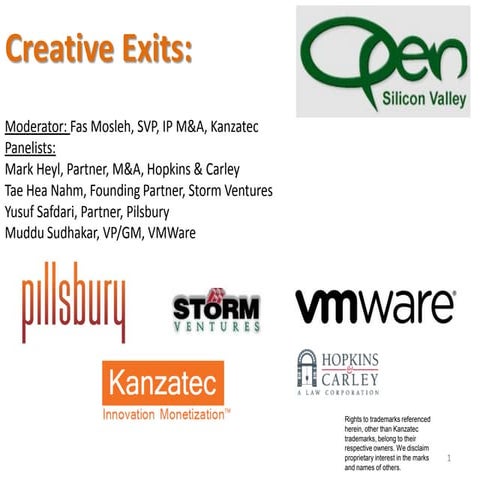 Creative exits v3 10 20-2013 for distribution Fas Mosleh at OPEN Networking E...
