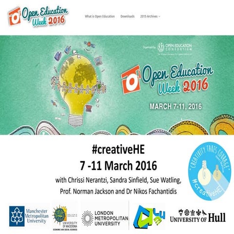 #creativeHE is back for 5 days during Open Education Week! Join us.