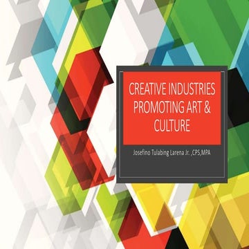 Intro to Creative industries promoting art & culture