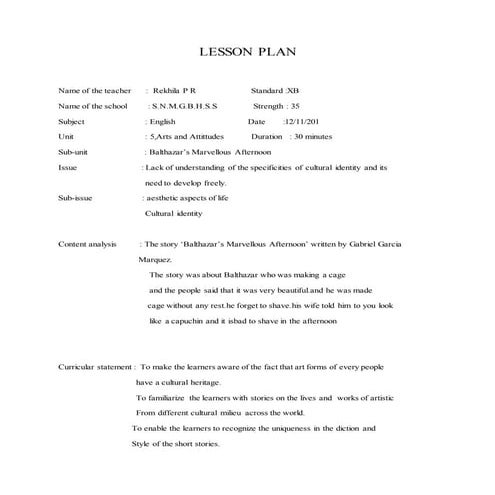 Creative lesson plan